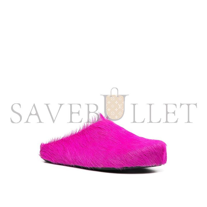 MARNI FUSSBET SABOT CALF-HAIR SLIPPERS 